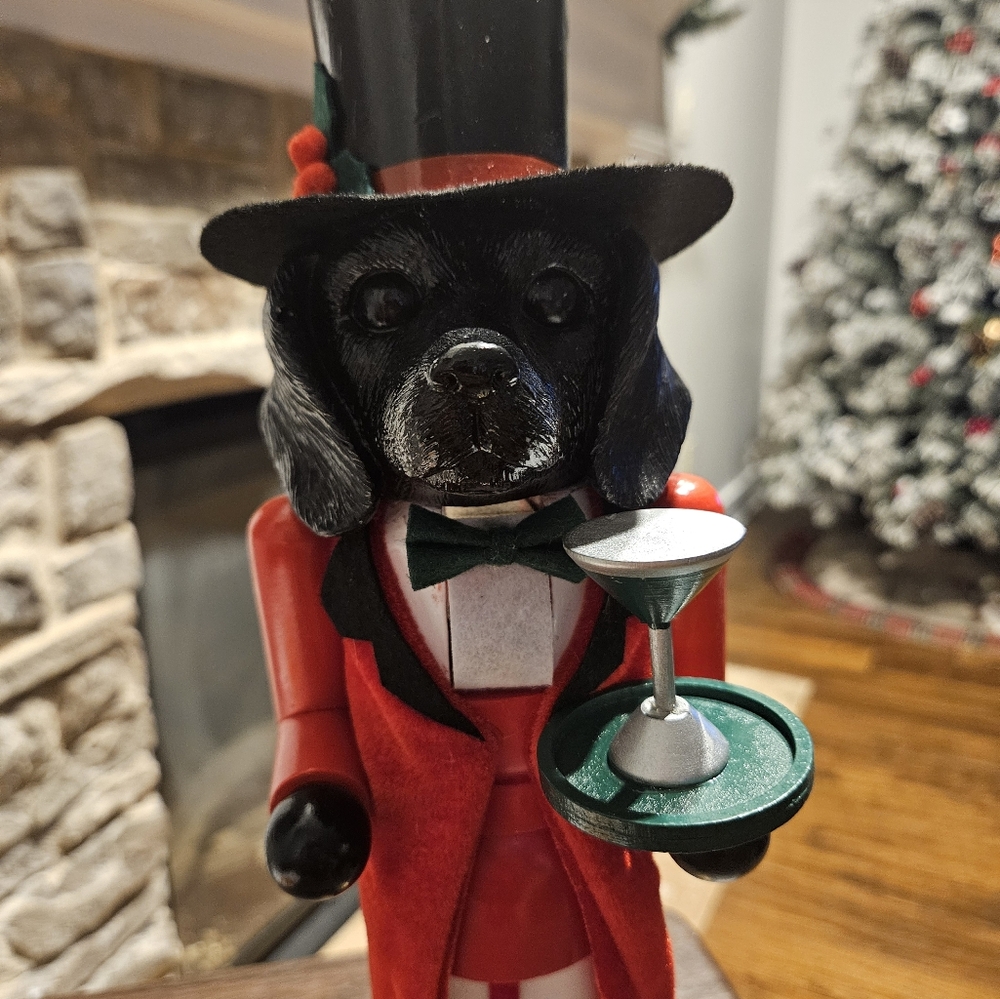 Christmas Dog Nutcracker, 14" Tall, Red/Green